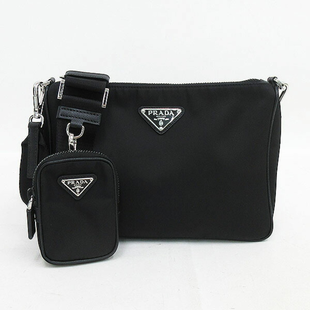 PRADA long shoulder bag crossbody Clutch black